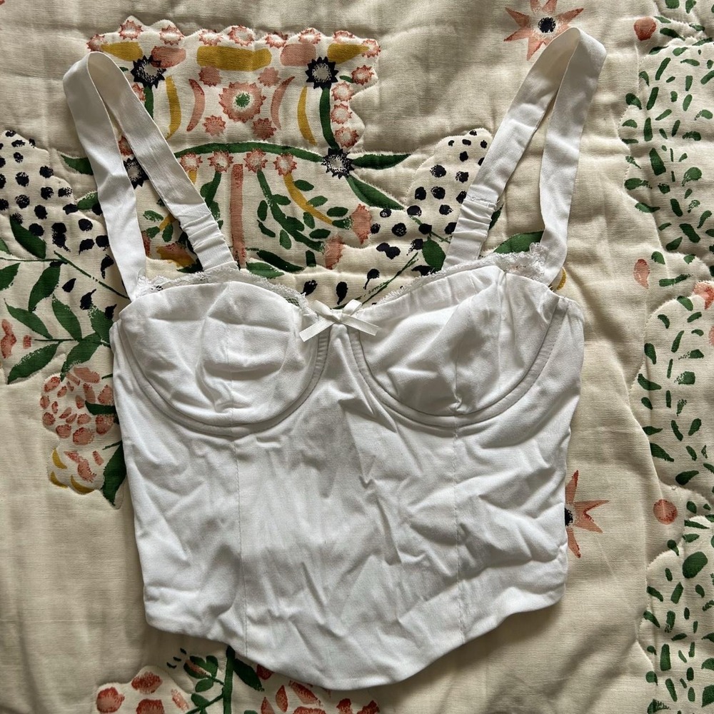 Garage white bustier top